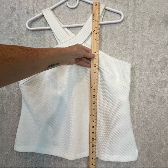 NWT Anthropologie Ivory Knit Top Sz L Cross Straps Front & Back - Picture 11 of 15